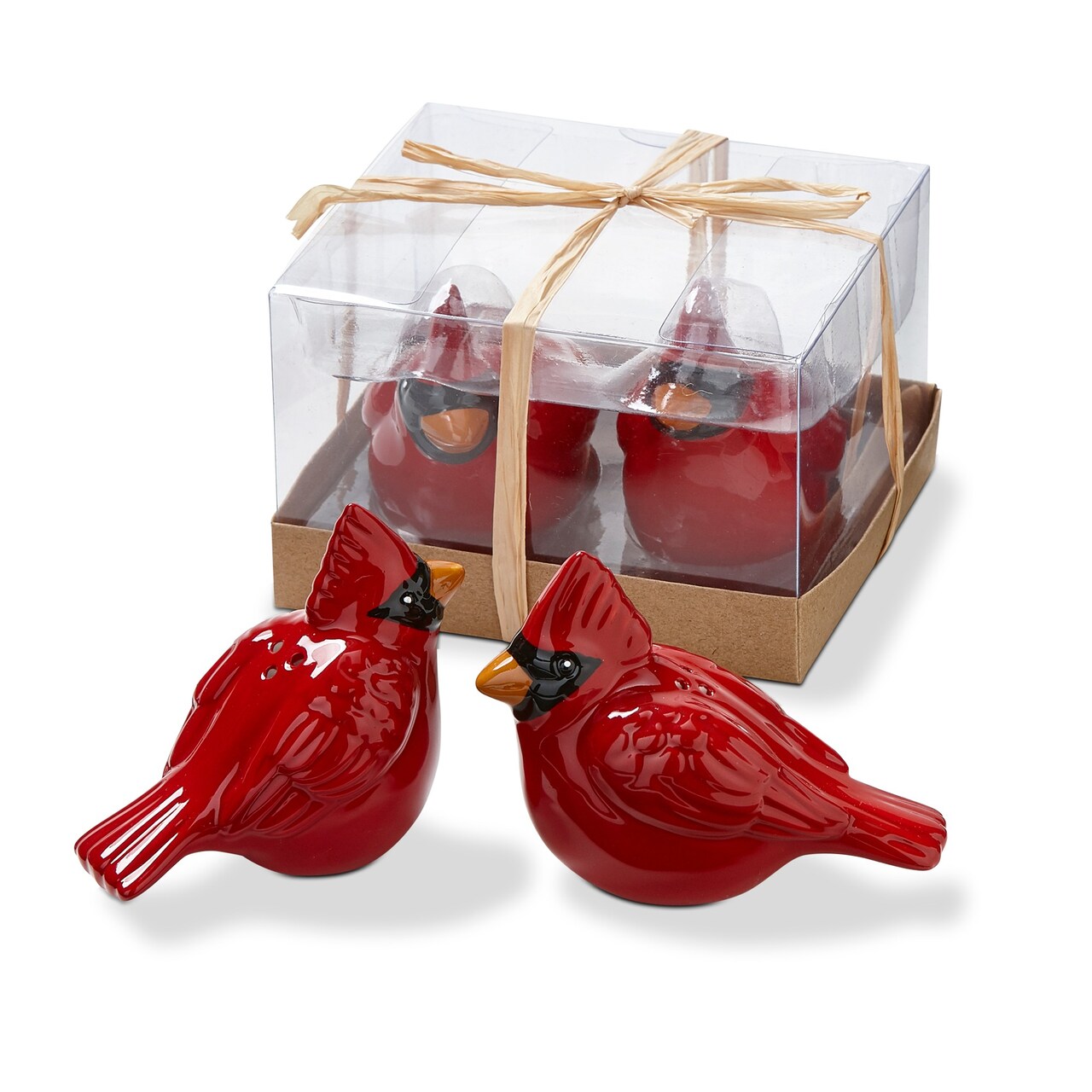 Cardinal S&P Set of 2 Red Ceramic Salt and Pepper Shakers Hand Wash Only 2.8 in H x 3.25 in L x 1.85 in W